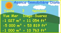 Vue Mer Diego-Suarez Vente 3 terrains