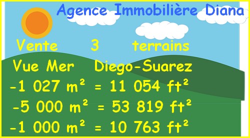 Vue Mer Diego-Suarez Vente 3 terrains